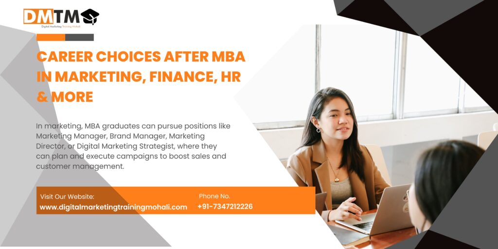 Career Choices After MBA in Marketing, Finance, HR & More